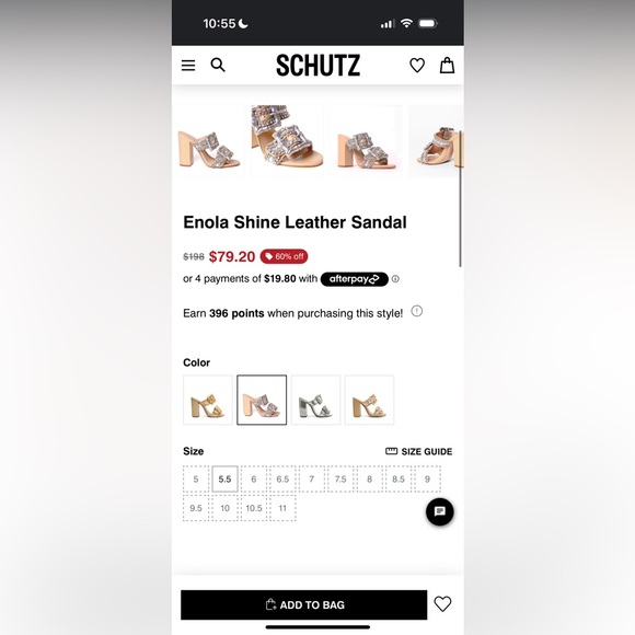 NWT | Schutz Women's Enola Crystal Buckle Strap Shine Leather Sandal - Picture 7 of 11